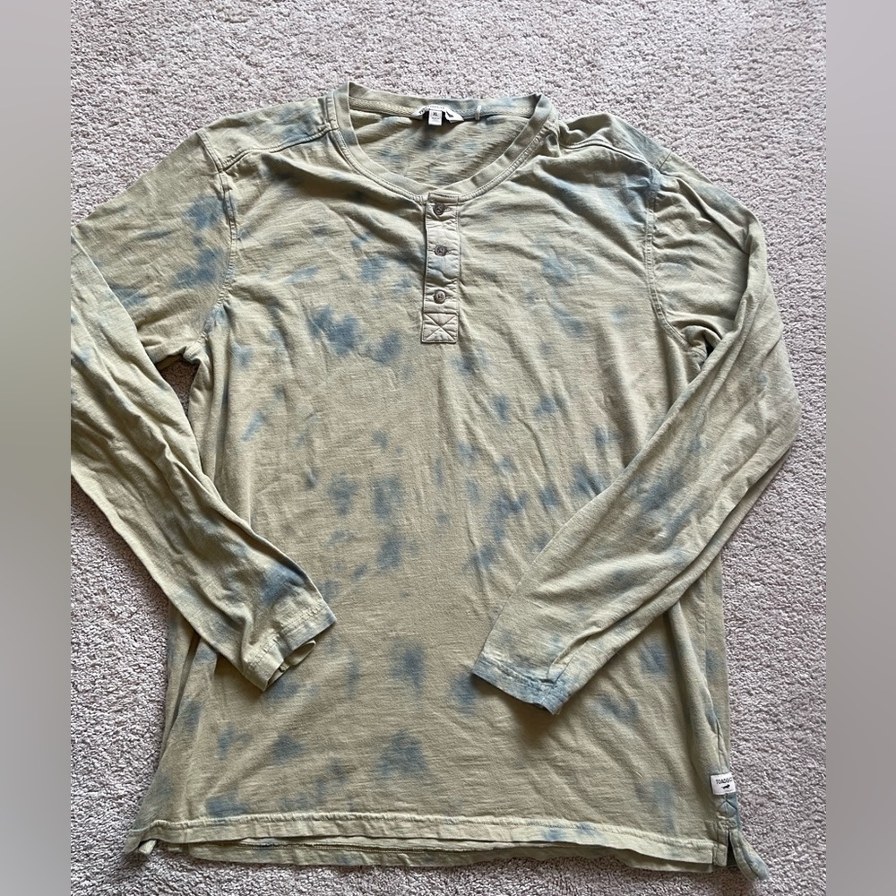 Men's Toad & Co Olive Green Tie-Dye Henley Shirt